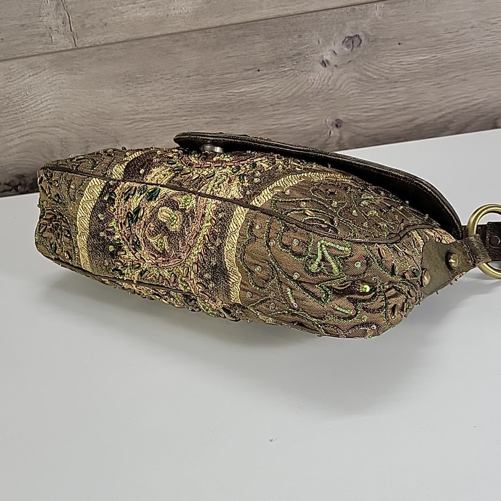 Christina Beaded Olive Green Embellished Shoulder Bag - Picture 8 of 14